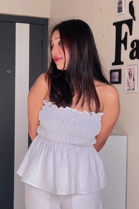 White hemp-cotton co-ord for summer