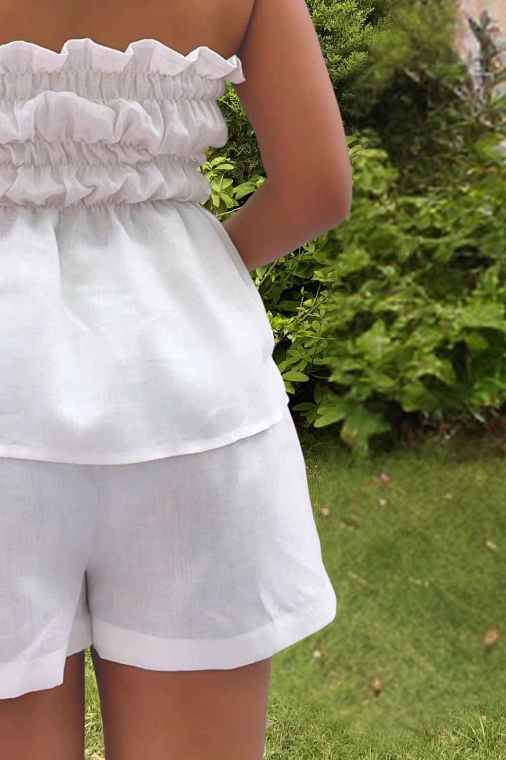 White hemp-cotton co-ord for summer