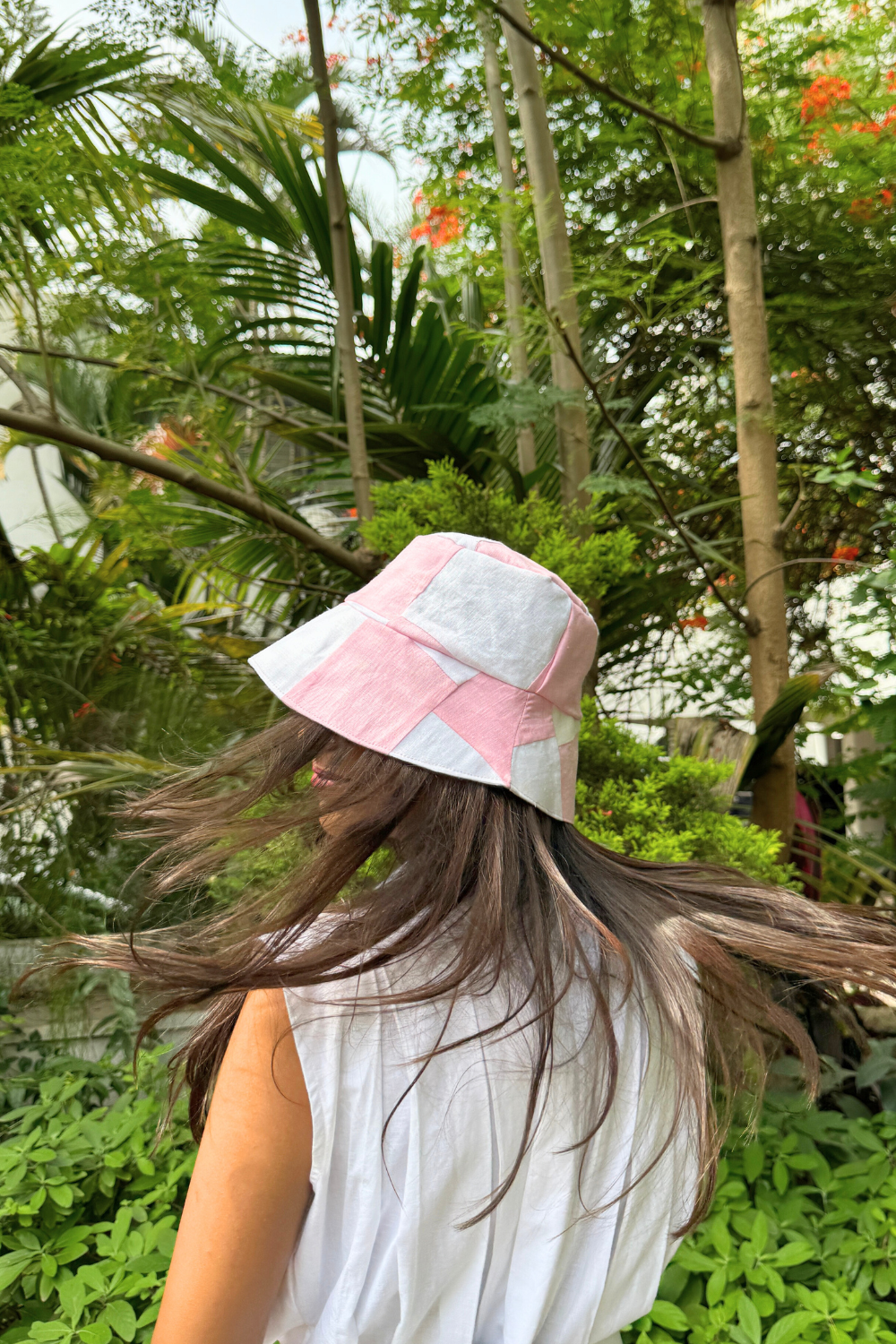 Pink and White Bucket Hat