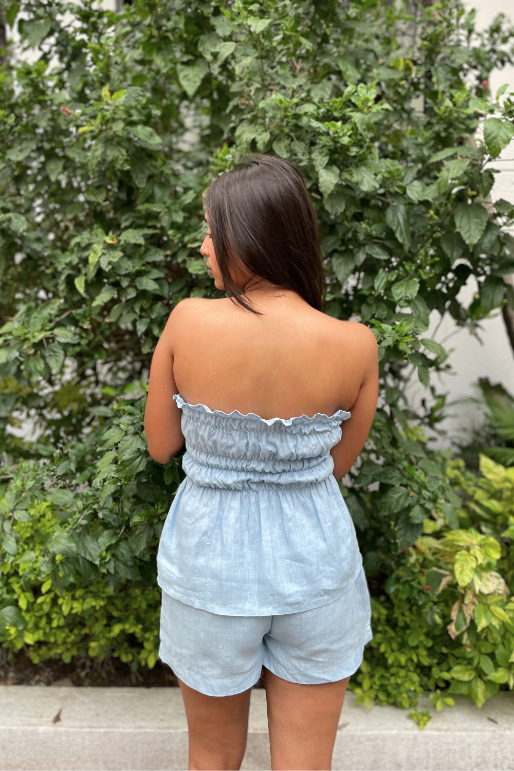 Blue organic cotton shorts co-ord