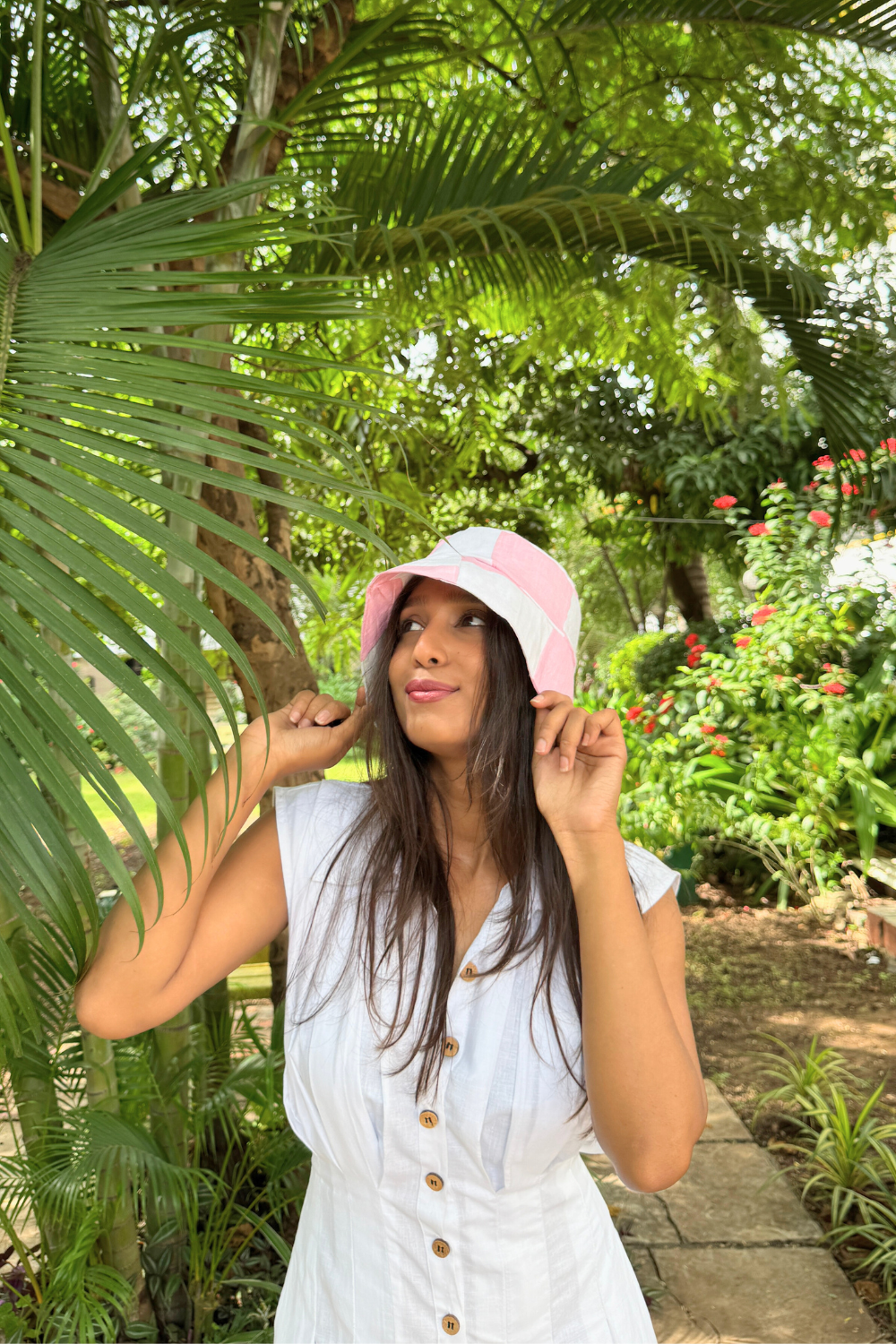 Pink and White Bucket Hat