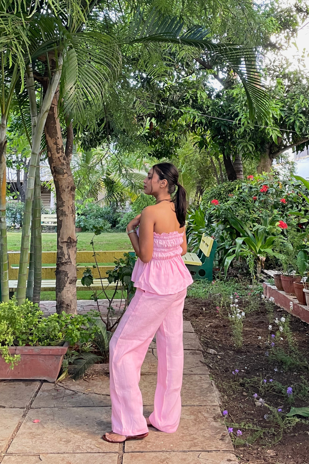 Pink hemp cotton co-ord pants set