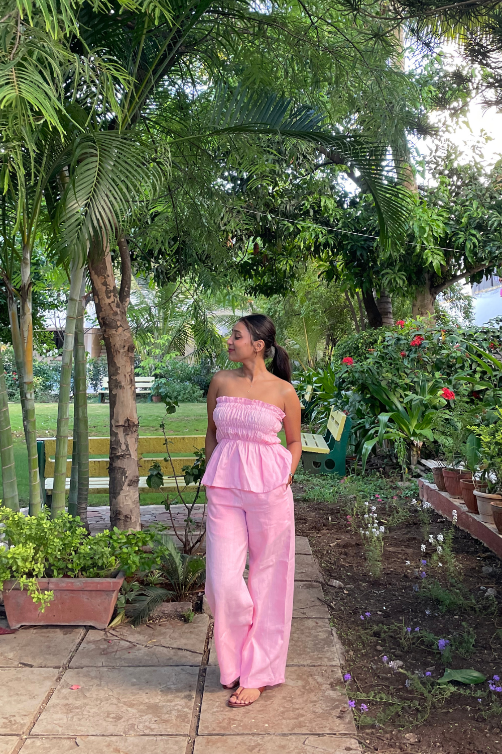 Pink hemp cotton co-ord pants set