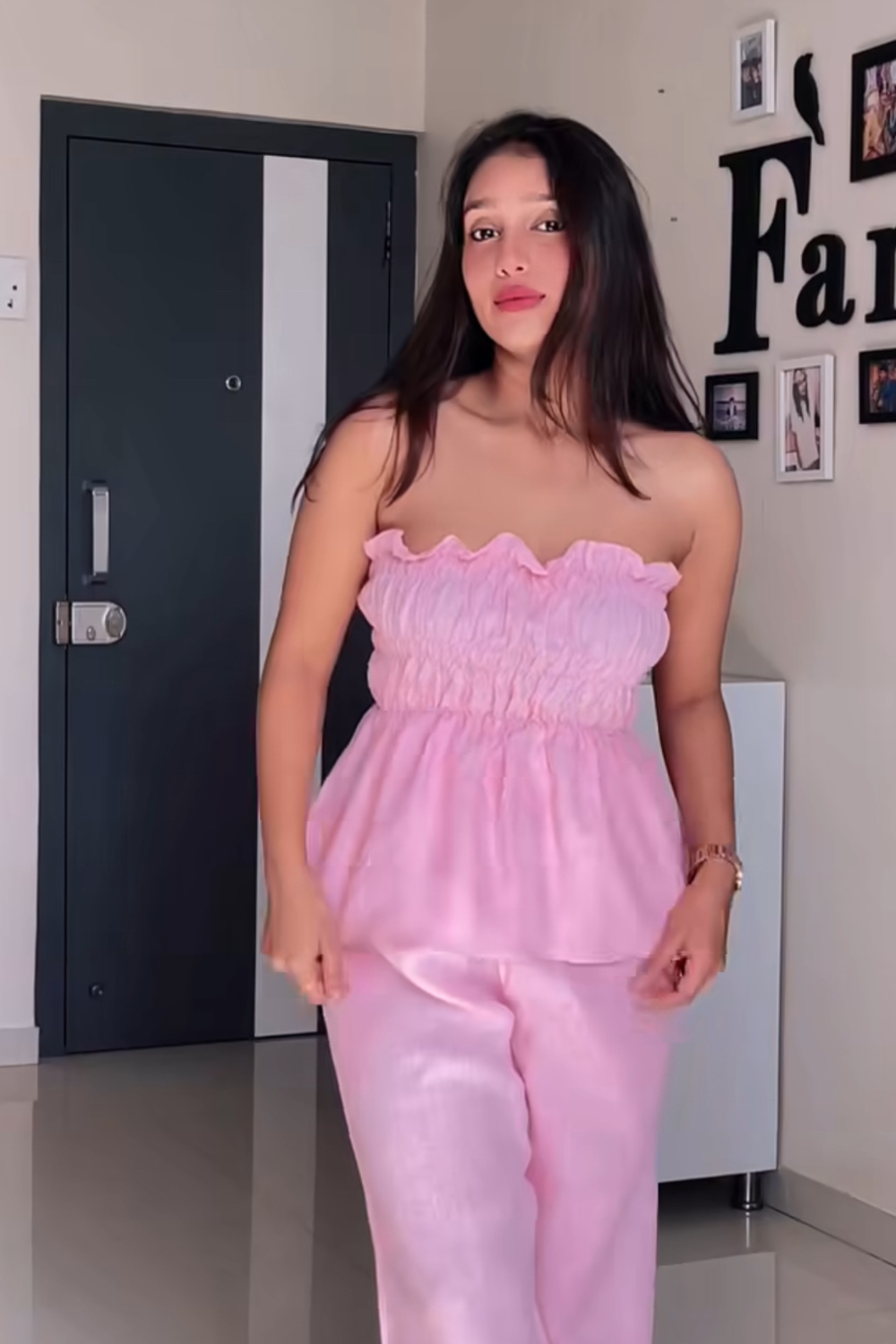 Pink hemp cotton co-ord pants set