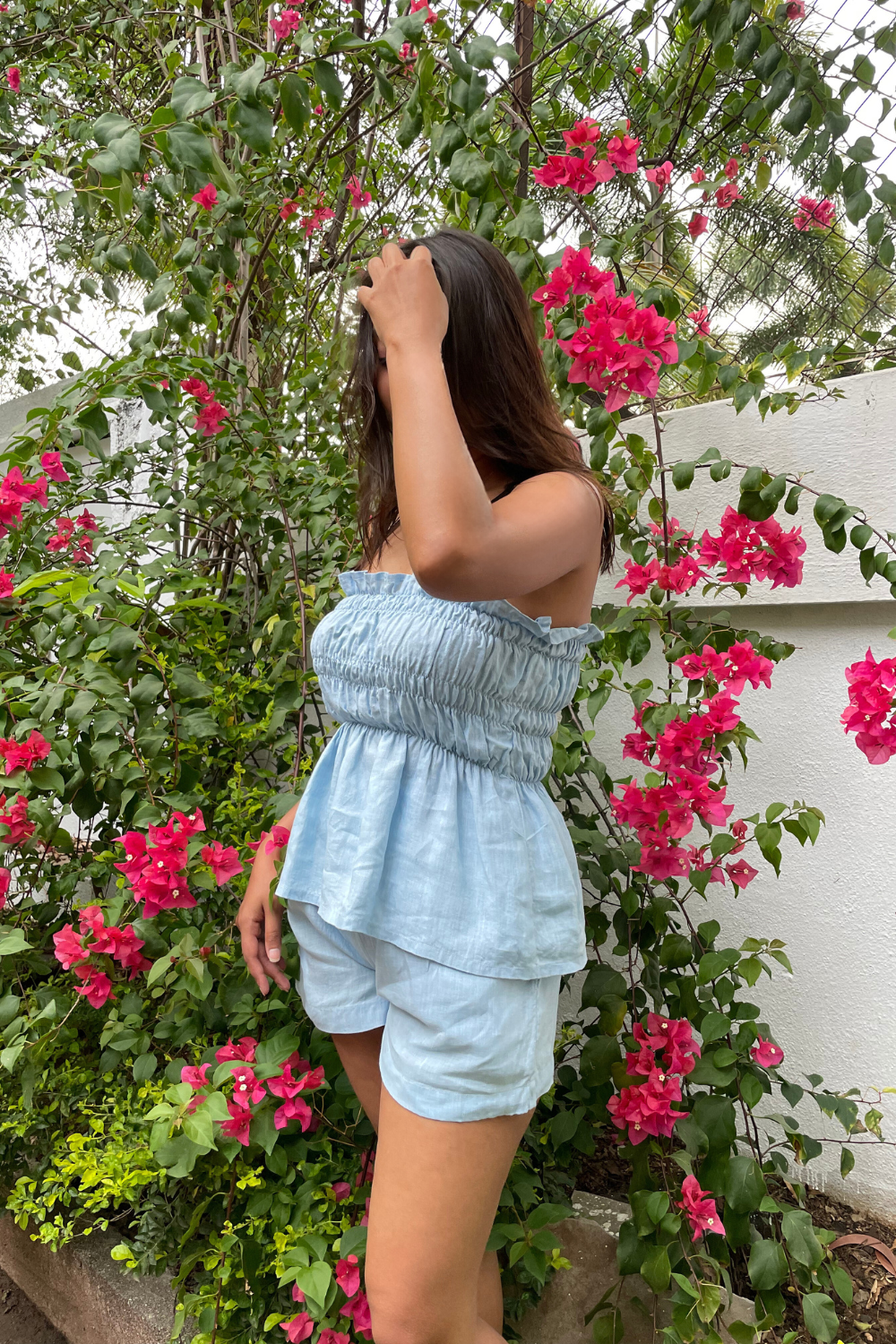 Blue organic cotton shorts co-ord