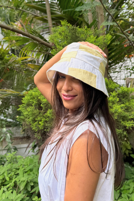 Yellow and White Bucket Hat