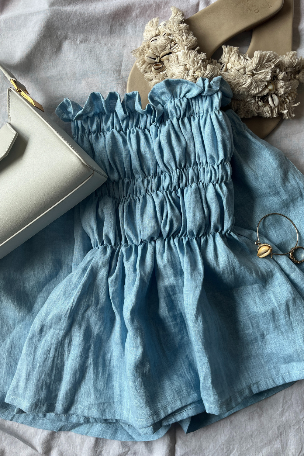 Blue organic cotton shorts co-ord