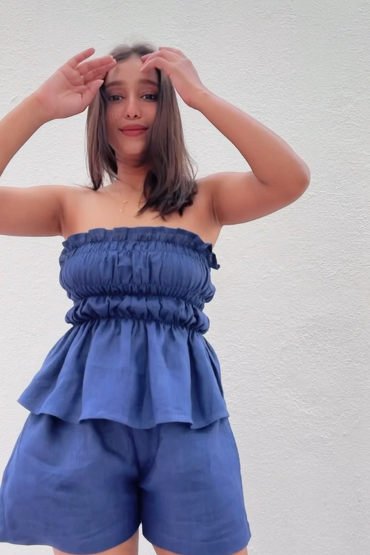 Dark blue organic shorts co-ord set